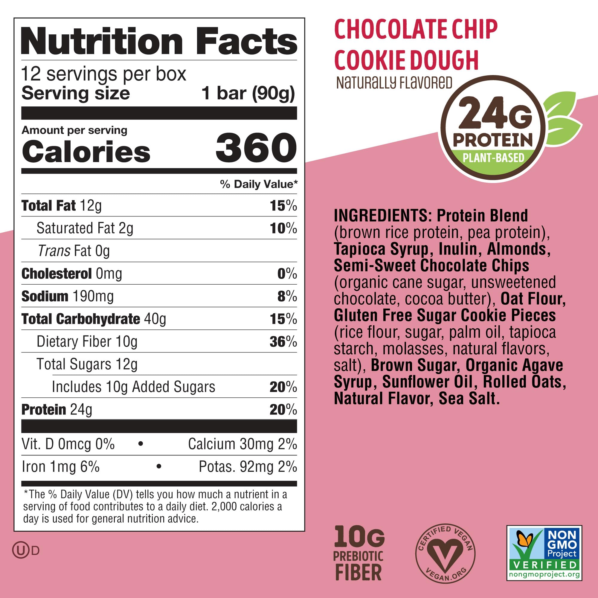 Lenny & Larry's nutrition label close-up showing protein and fiber content