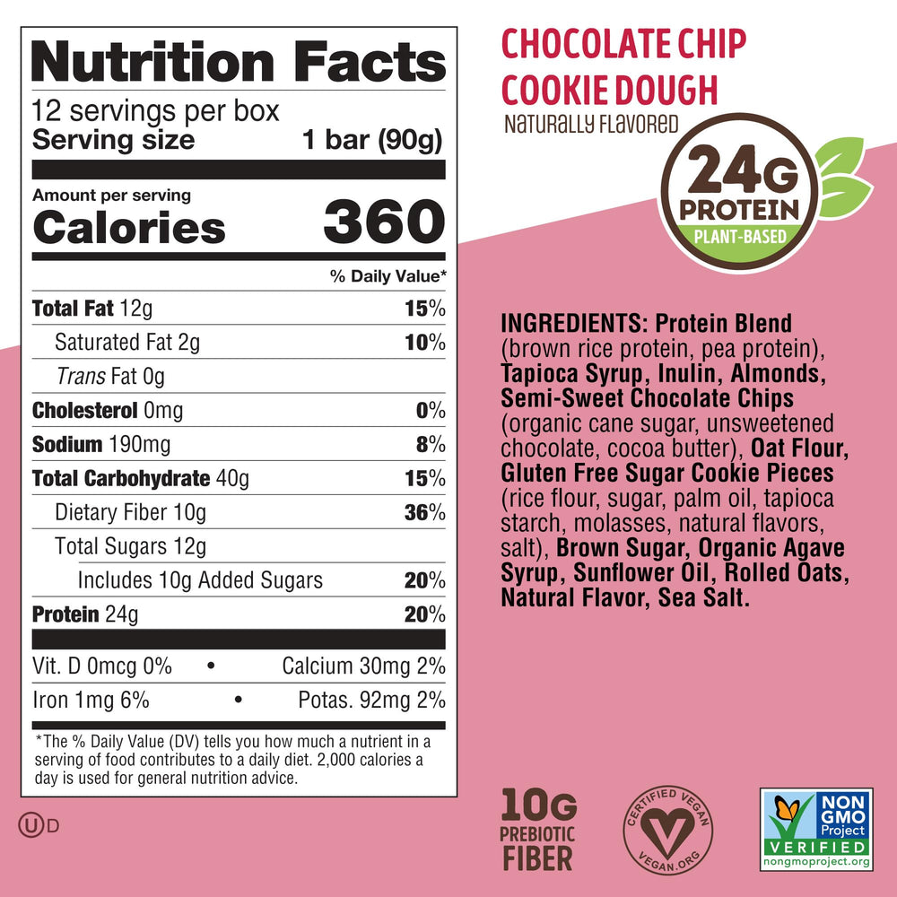 Lenny & Larry's nutrition label close-up showing protein and fiber content