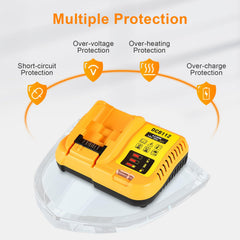 Lenoya DCB112 with DeWalt battery mounted demonstrating secure fit and fast recharge