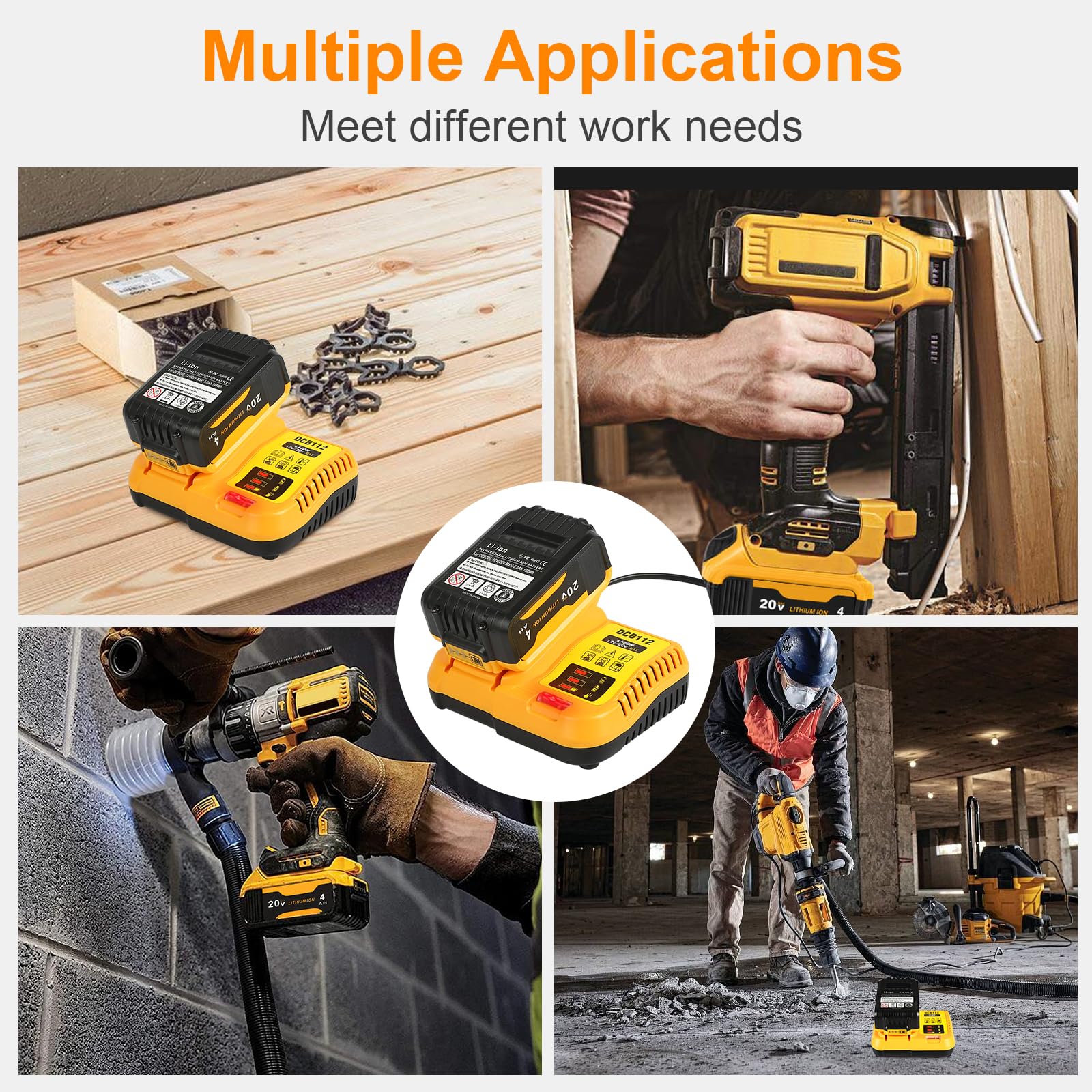 Lenoya DCB112 in a worksite lifestyle scene showing reliable backup charging on site