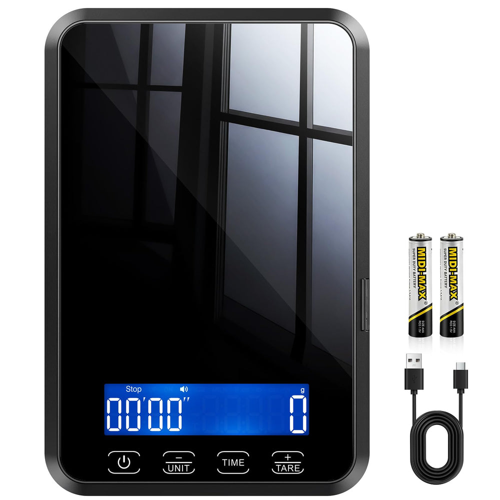 Letron front view glass platform showing compact footprint and clear readout for convenience