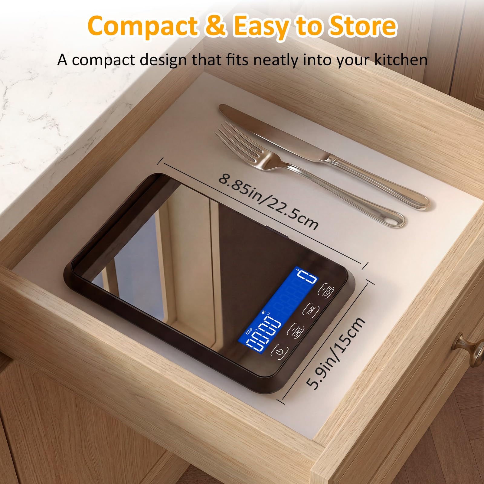 Letron on a kitchen counter with ingredients demonstrating everyday meal prep use