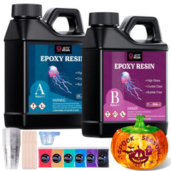 LET'S RESIN front packaging showing bottles and included accessories, ready to start projects
