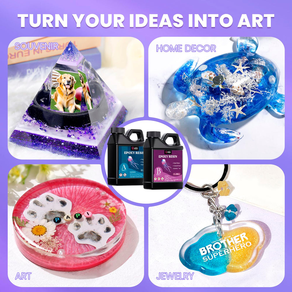 LET'S RESIN on an artist's workstation creating resin art to show practical hobby use