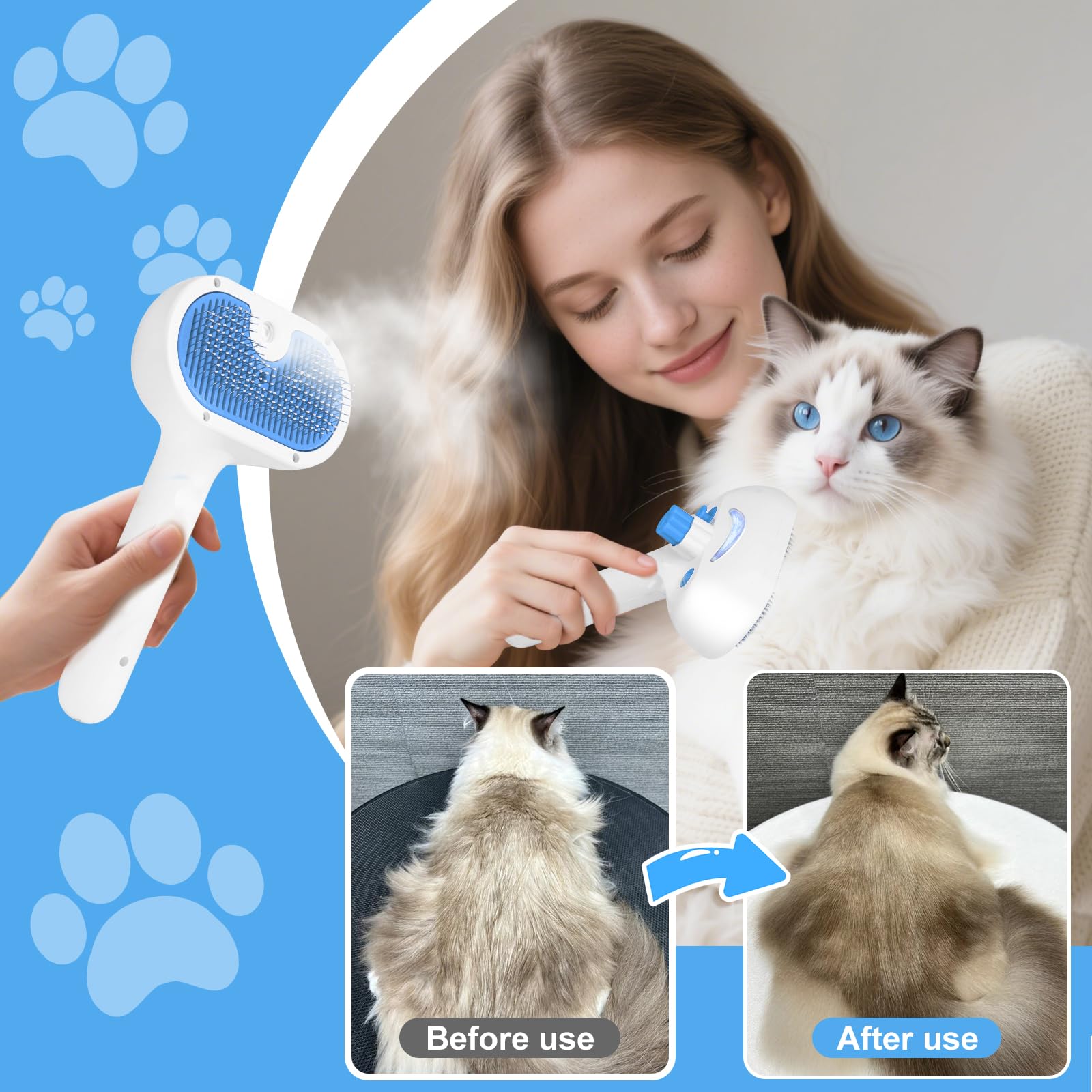 LetsFeed deshedding long-haired dog with visible loose hair removal