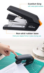 Leven stapler side with rubber base preventing slips and protecting surfaces