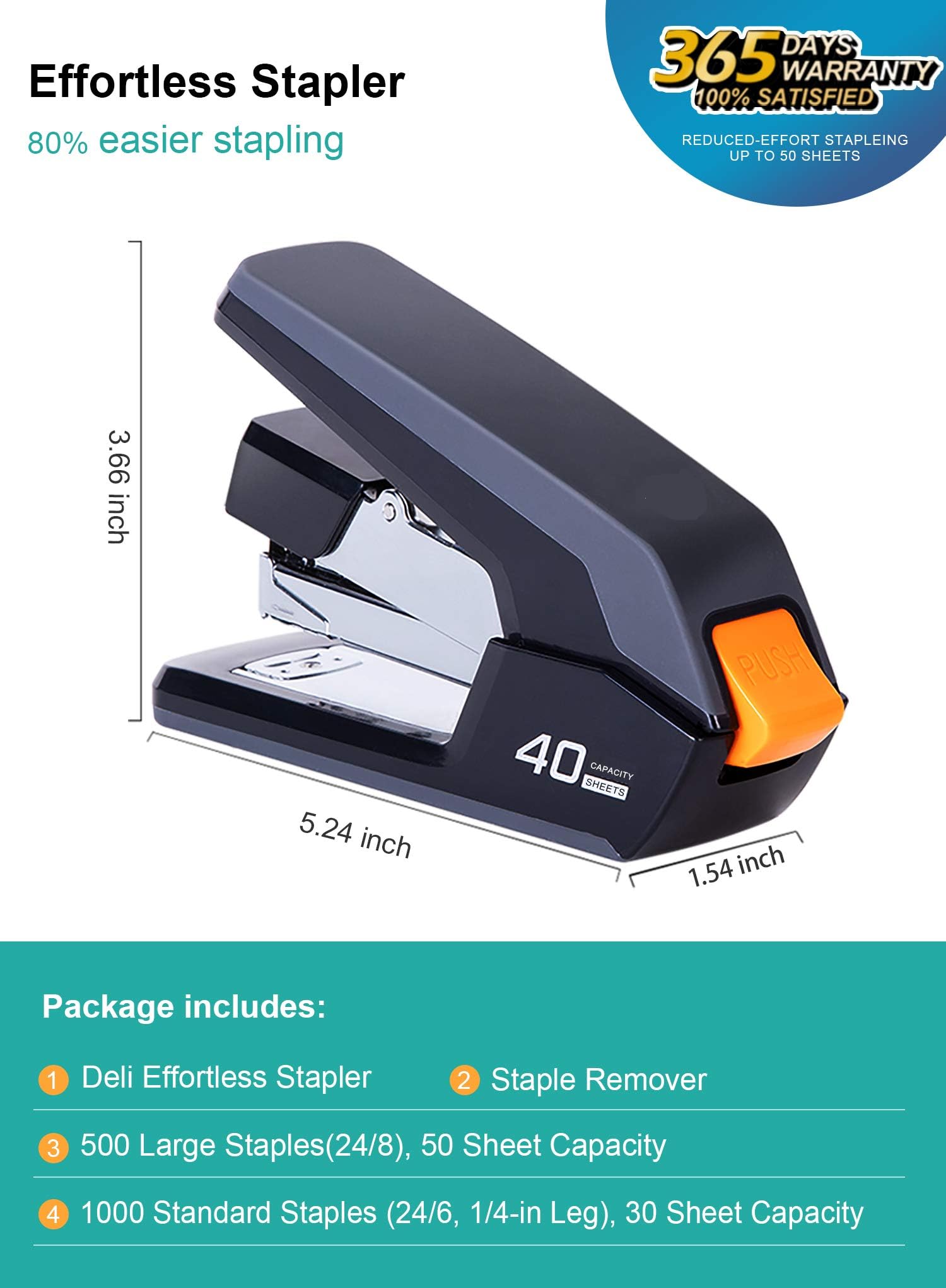 Leven stapler closeup of top lever demonstrating one-finger effortless operation