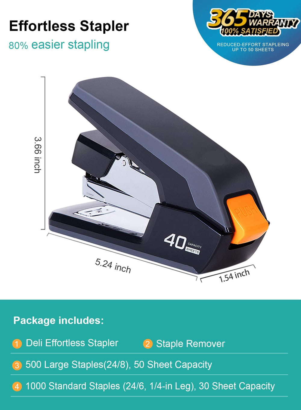 Leven stapler closeup of top lever demonstrating one-finger effortless operation