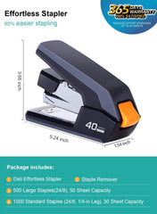 Leven stapler closeup of top lever demonstrating one-finger effortless operation