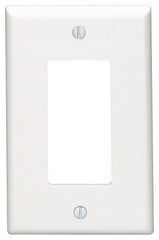 Leviton midway Decora wallplate front view shows clean white finish and wider coverage benefit