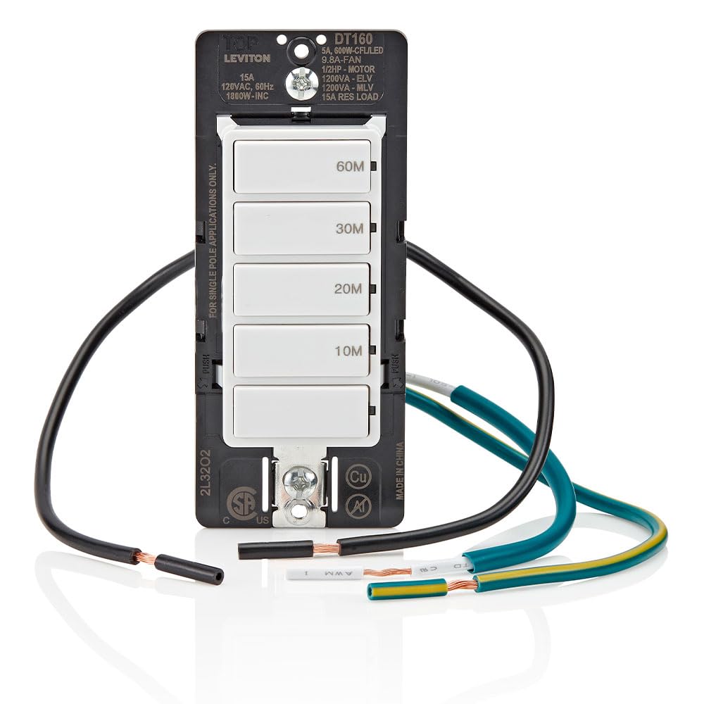 Leviton label closeup showing load ratings and compatibility details