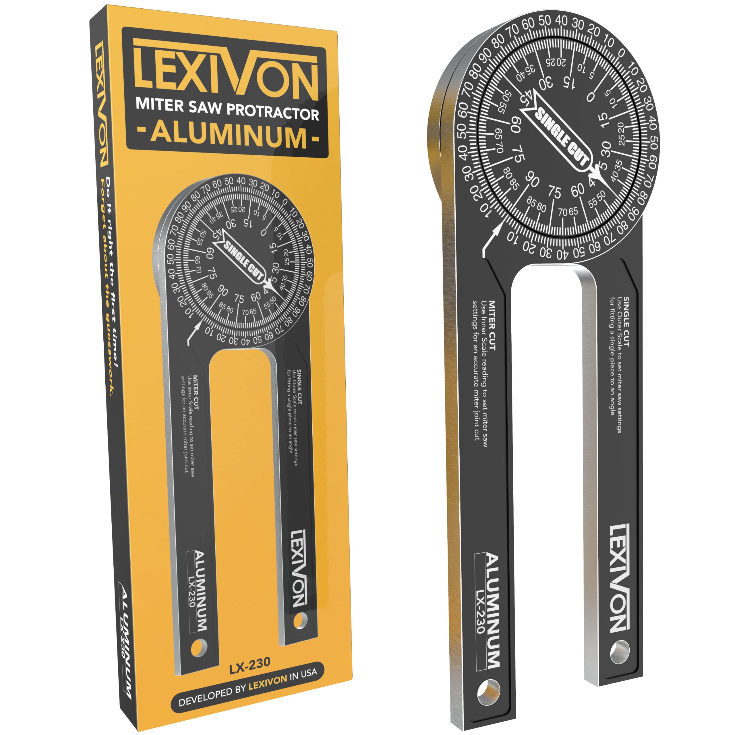 LEXIVON front view showing compact 7-inch protractor and readable scales