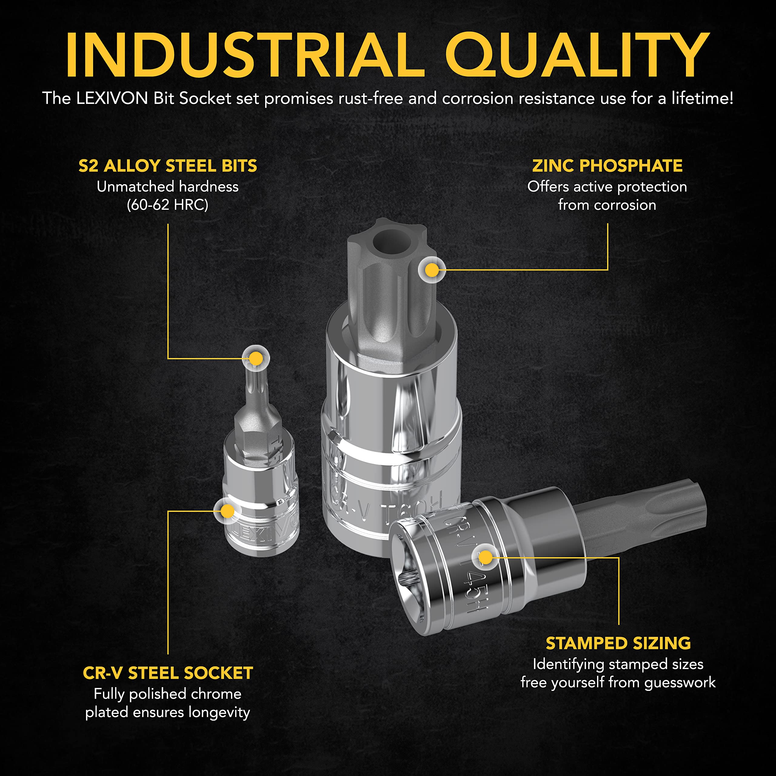 LEXIVON torx in use with ratchet demonstrates strong turning power and reliability