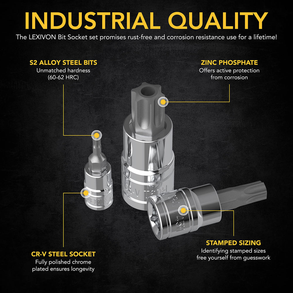 LEXIVON torx in use with ratchet demonstrates strong turning power and reliability