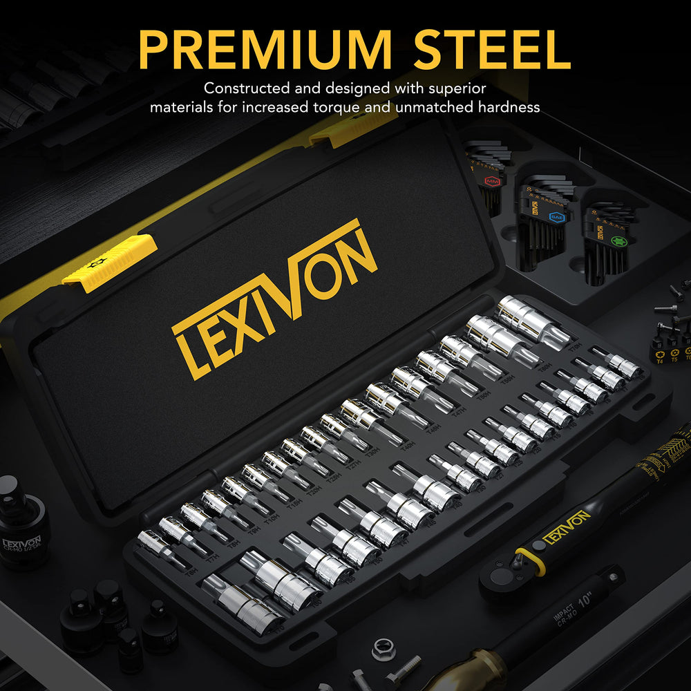 LEXIVON torx socket close detail highlights chrome-plated finish for corrosion resistance
