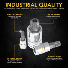 LEXIVON bit socket engaged on engine bolt demonstrating secure removal advantage
