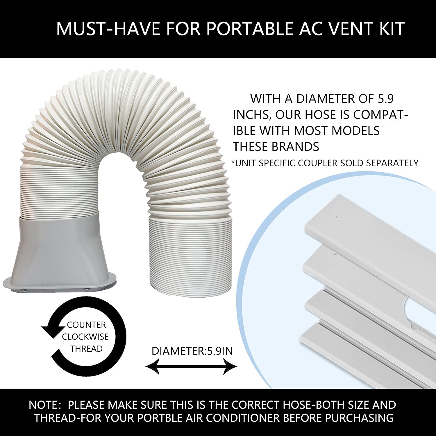 LEZIFU detailed shot of 59-inch exhaust hose highlighting flexible routing and airflow benefit
