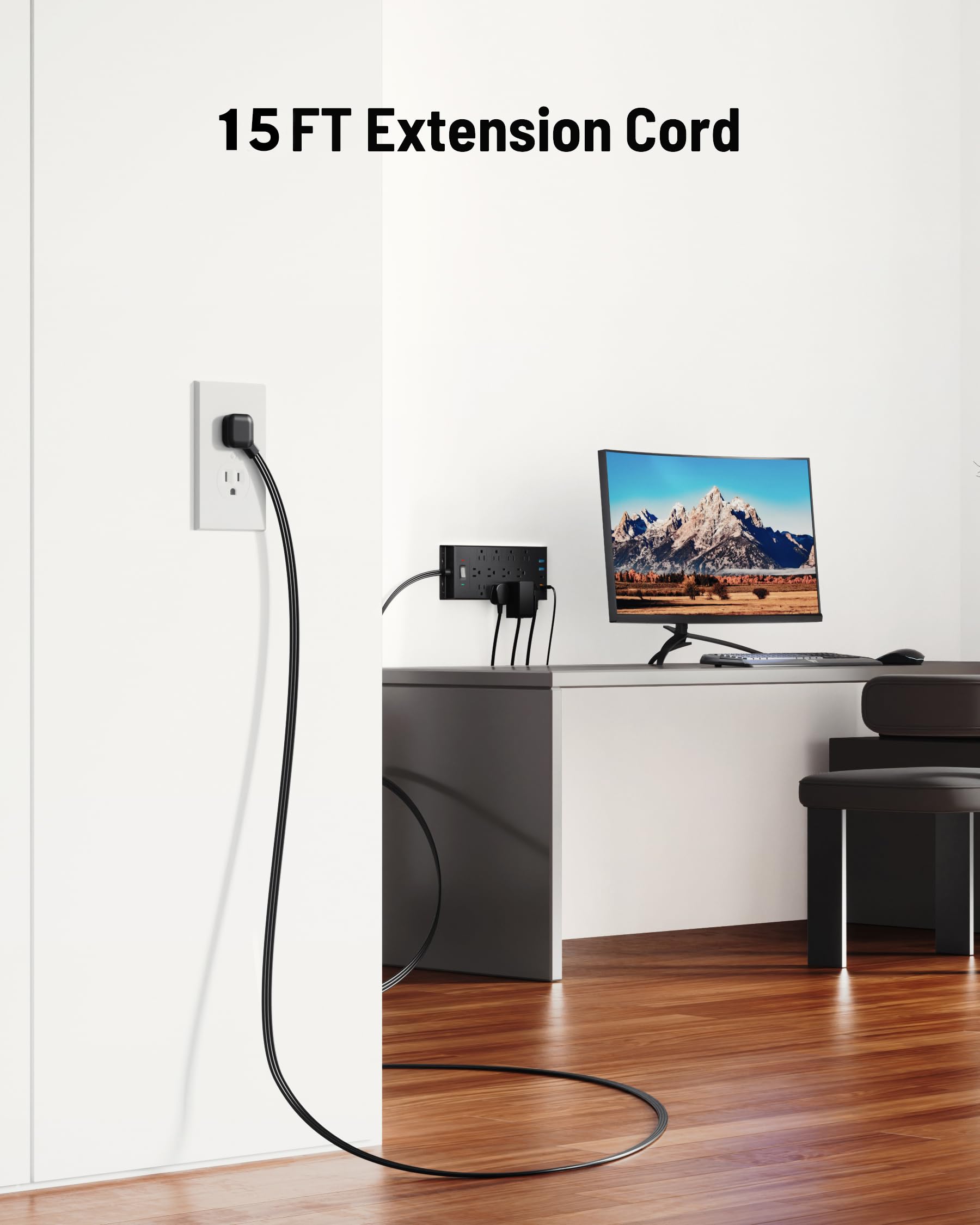LeZone mounted on wall beside desk showing tidy cable management and easy access