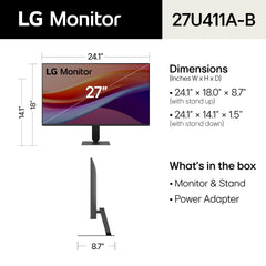 LG side profile highlighting slim stand and space-saving desk benefit