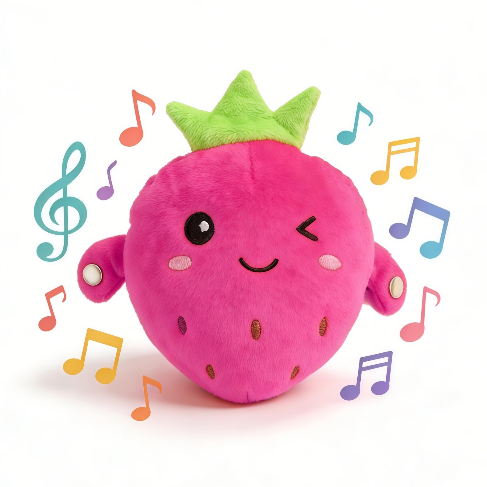 LHTWLF pink strawberry plush front view showing friendly design and play value