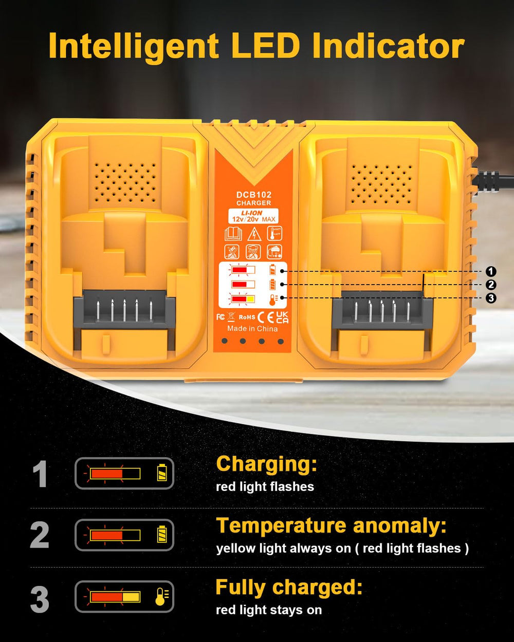 LiBatter charger station side view showing slot and fit, demonstrates easy insertion and secure charging