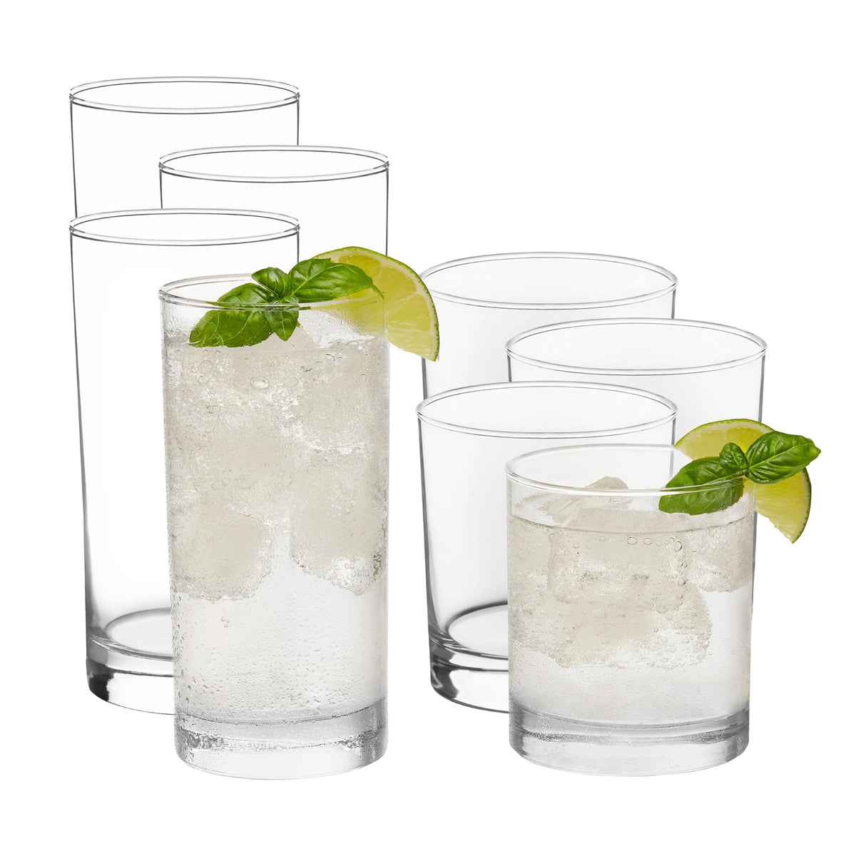 Libbey Province front view of full 16-piece set showing clean modern design and matching look