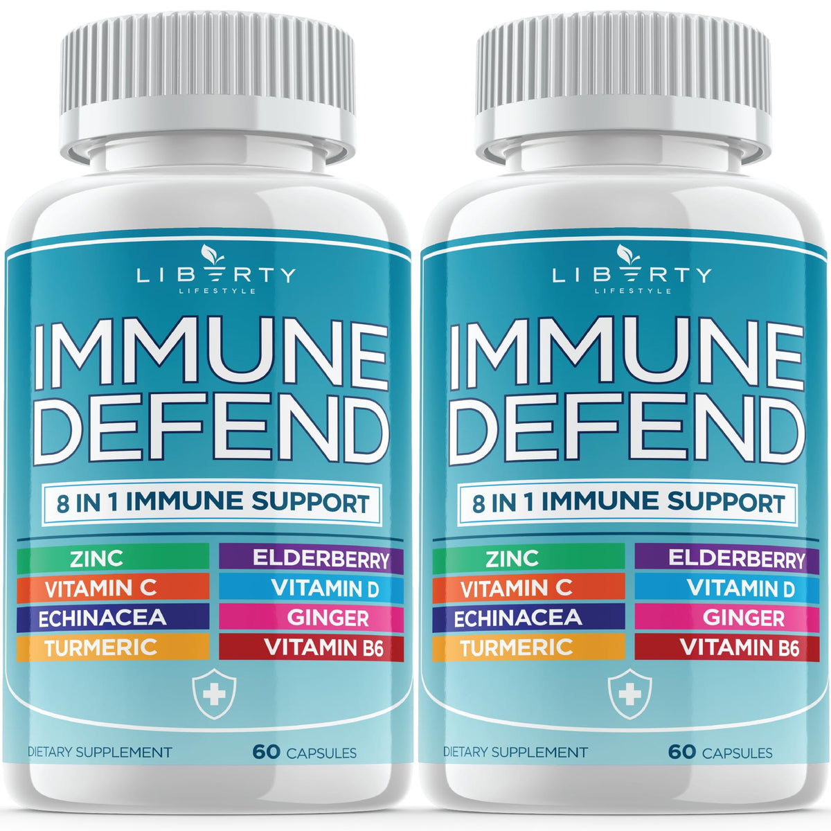 Liberty Lifestyle front packaging showing two-bottle pack and product name, clear supply information