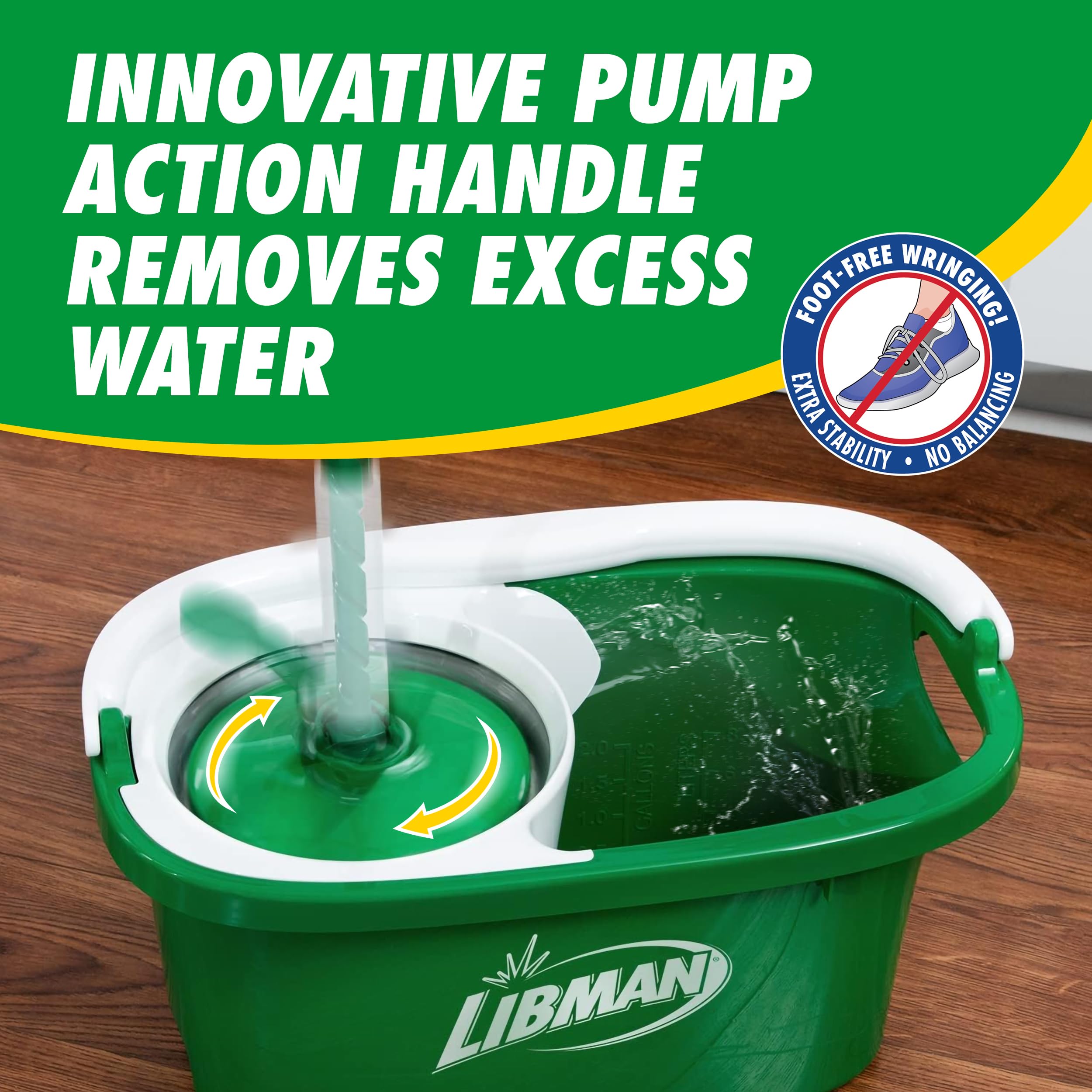 LIBMAN COMMERCIAL bucket with pour spout and two-gallon capacity for easy drainage