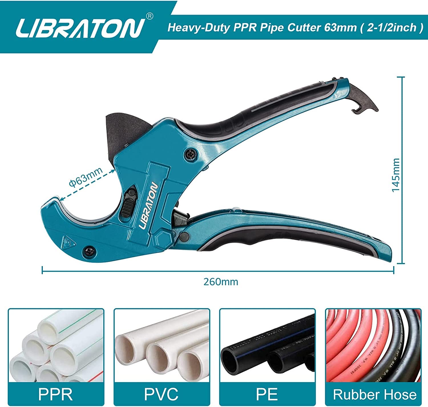 LIBRATON ergonomic spring-loaded handle grip, reduced fatigue during repetitive cuts