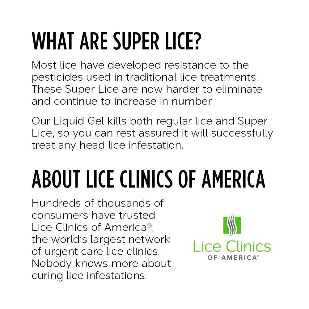 Lice Clinics of America product held in hand for scale to show 5.25oz bottle size and kit portability
