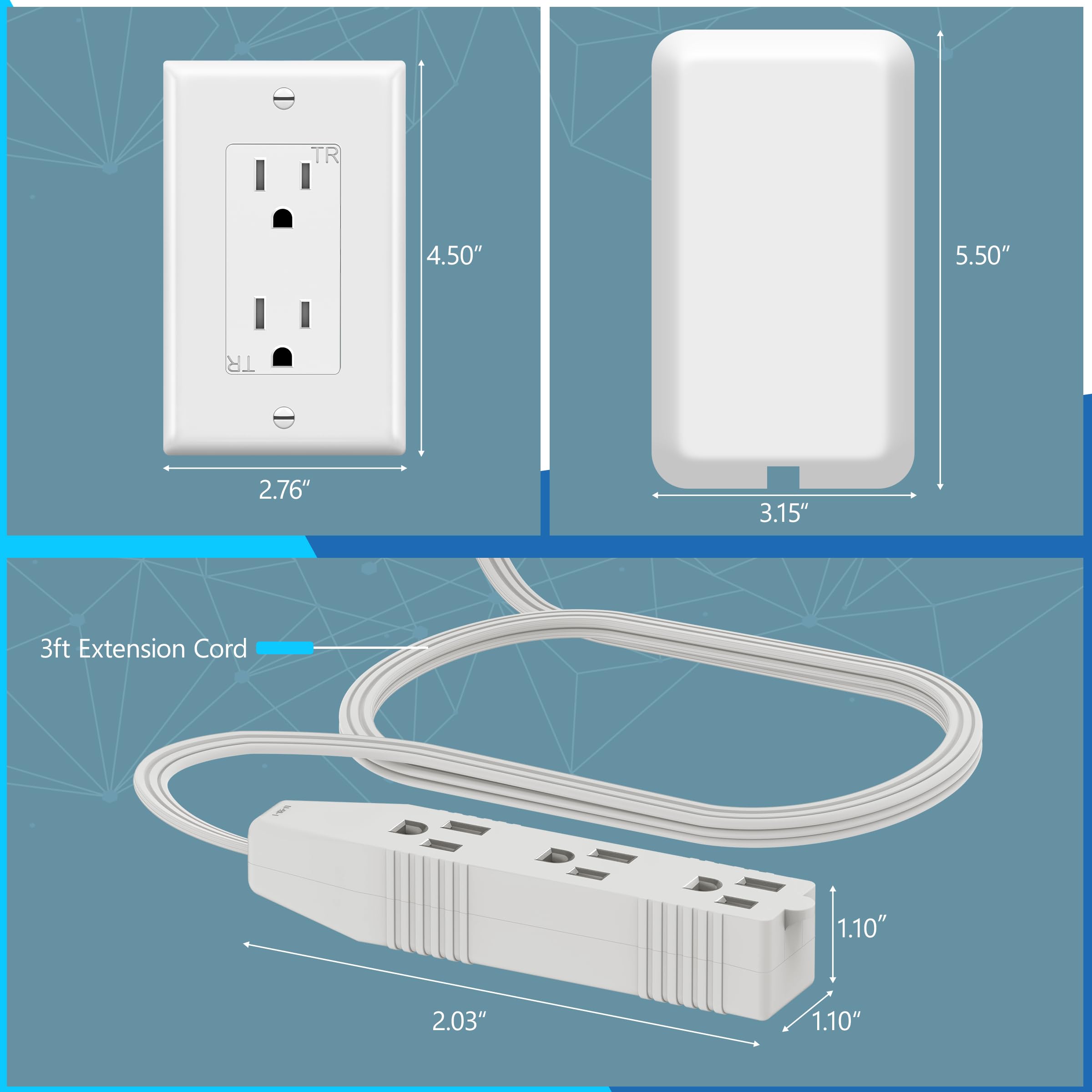 LIDER close-up of three receptacles highlighting accessible plug layout