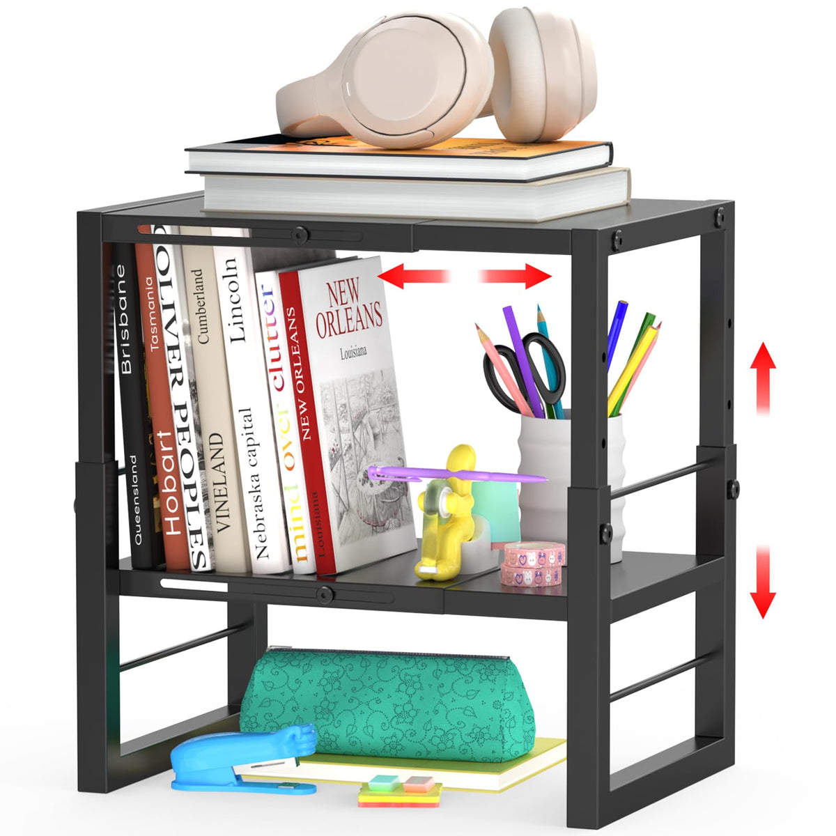 LIDTOP front view showing assembled shelf saving locker space