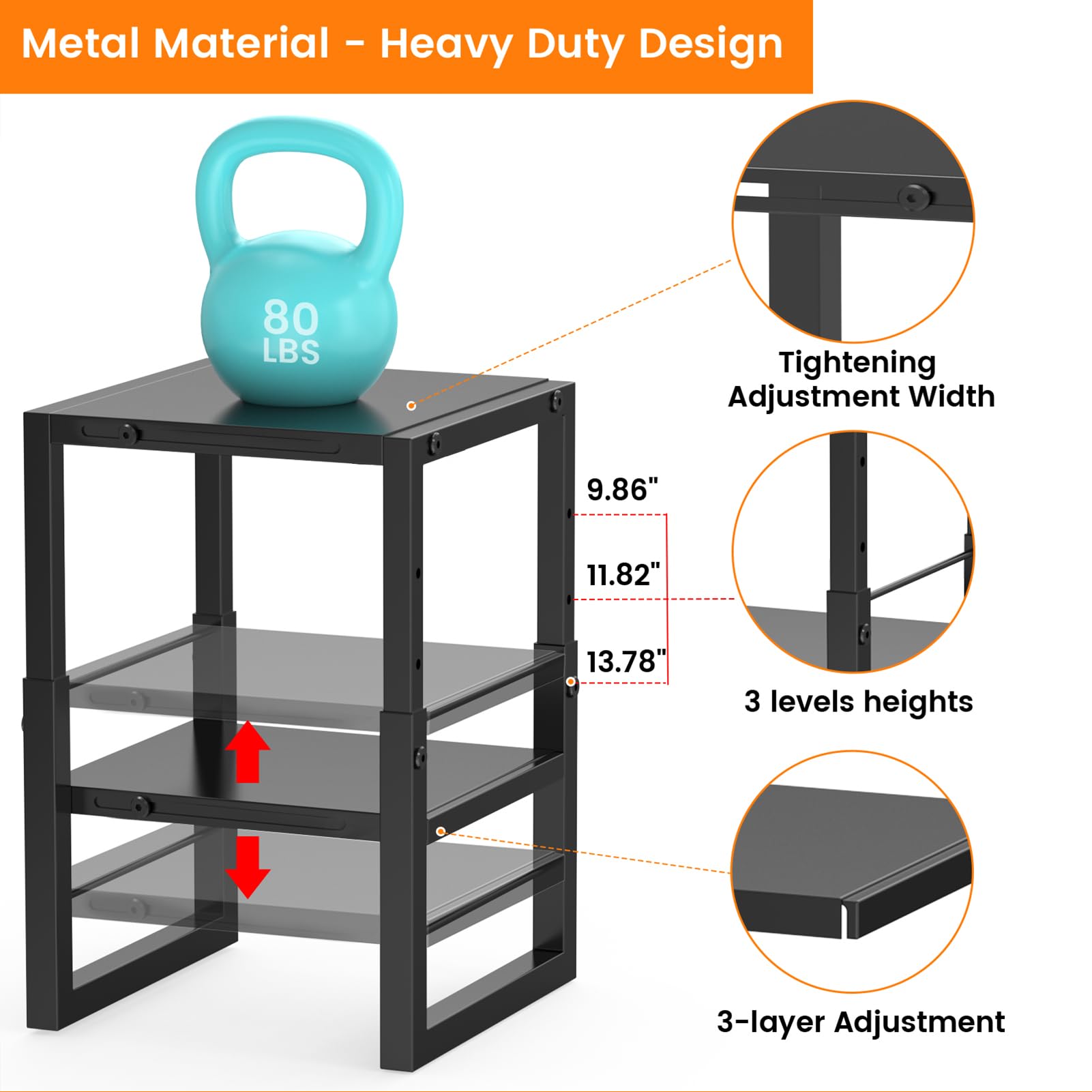 LIDTOP side profile displaying 9.45-inch depth and sturdy frame