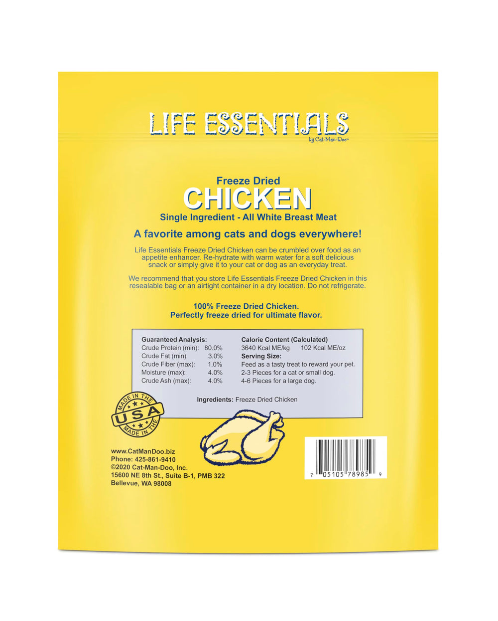 Life Essentials by Cat-Man-Doo close-up of freeze-dried chicken texture preserving flavor