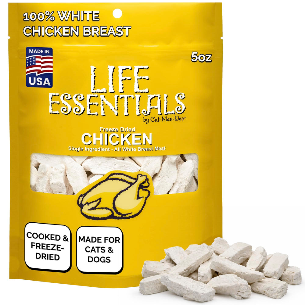 Life Essentials by Cat-Man-Doo front bag shot showing product and easy reseal benefit