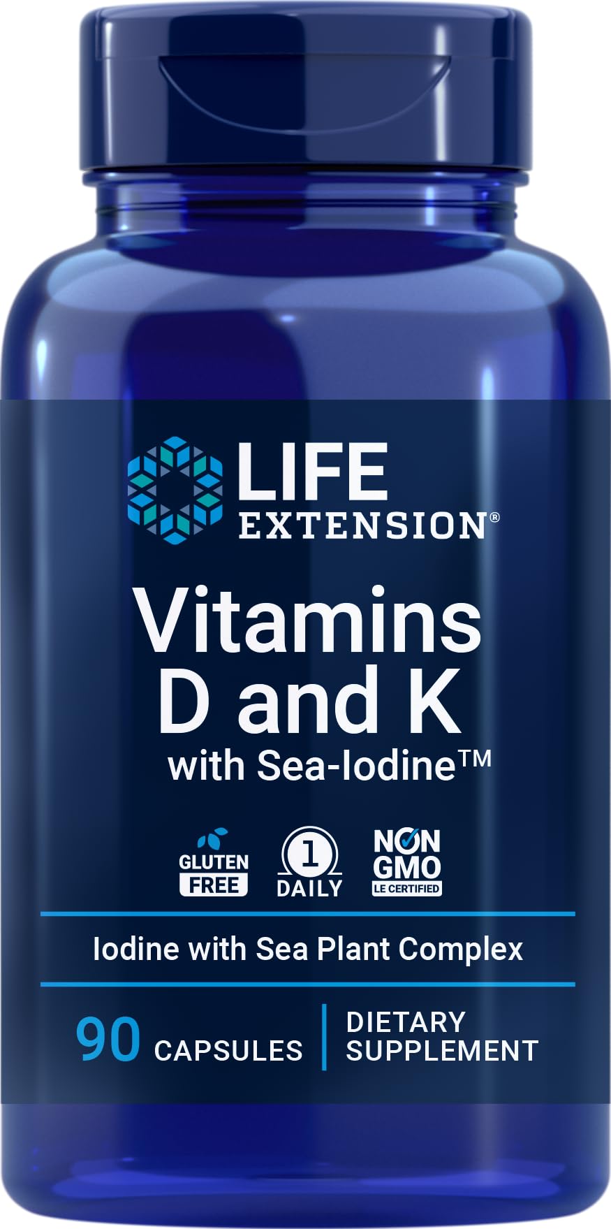 Life Extension bottle front view showing supplement branding and quantity benefit