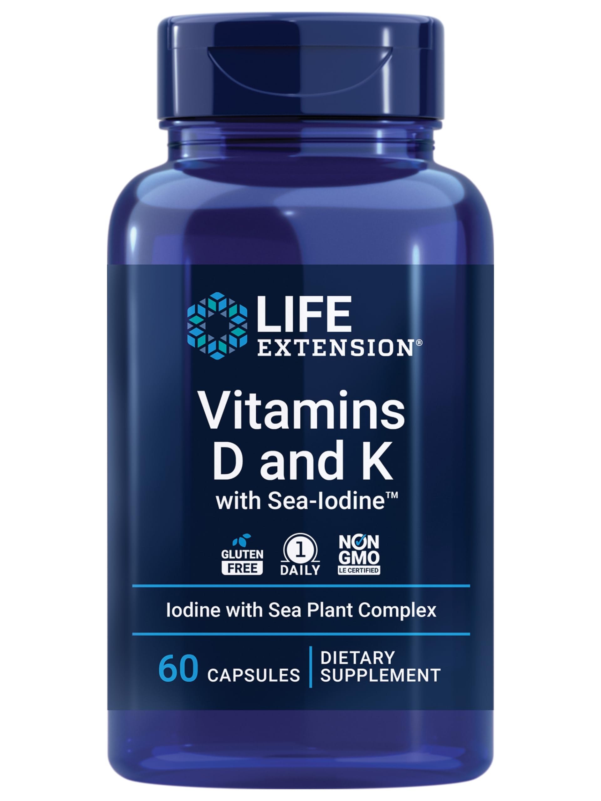 Life Extension front label showing product name and capsule count, clear benefit labeling
