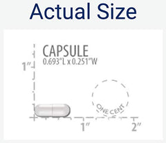 Life Extension capsule in hand for scale showing convenient serving size