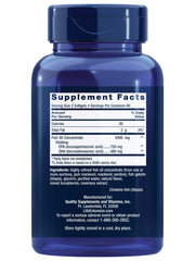 Life Extension softgels close-up showing glossy texture and easy swallowing benefit