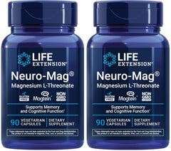 Life Extension Neuro‑mag front packaging showing two bottles and product benefit