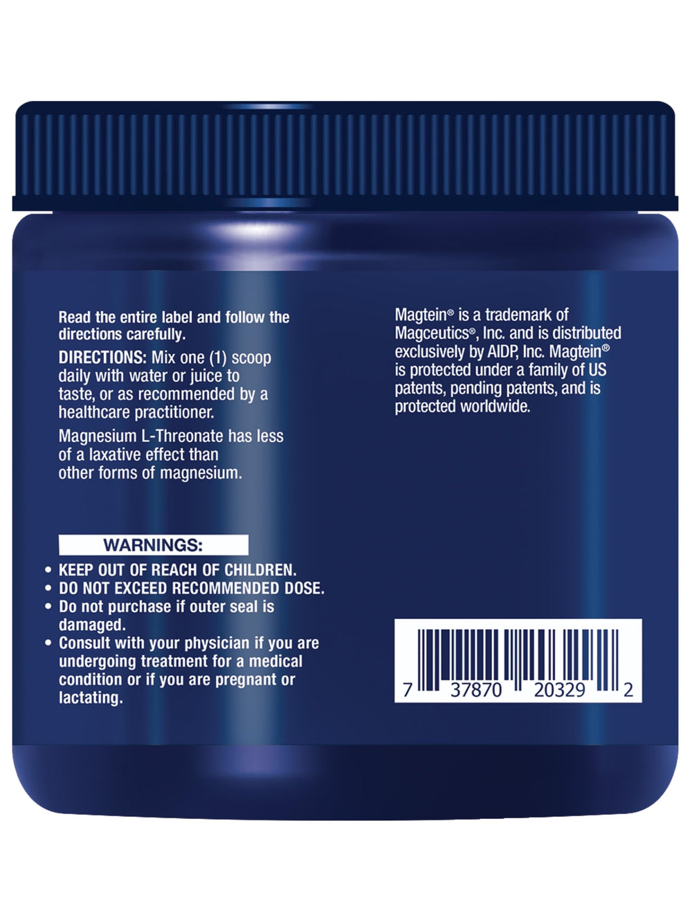 Close-up of Life Extension powder texture highlighting fine, mixable magnesium formula