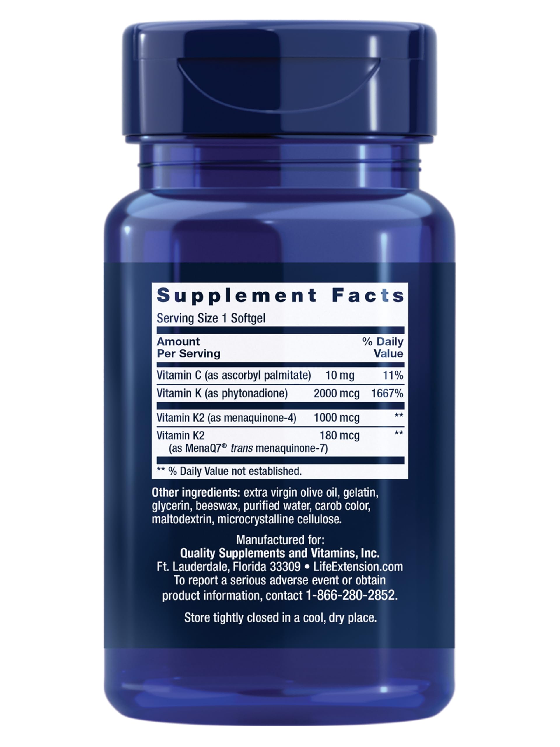 Life Extension back label and supplement facts for clear dosing information