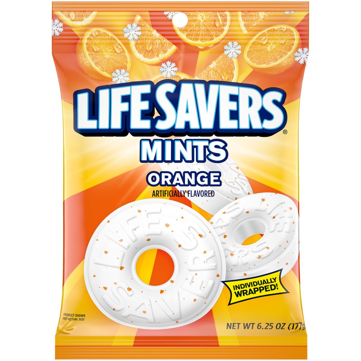 Life Savers orange mints front packaging showing box and brand for easy identification