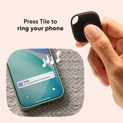 Life360 Tile on a couch cushion finding a hidden phone fast with audible ring and relief