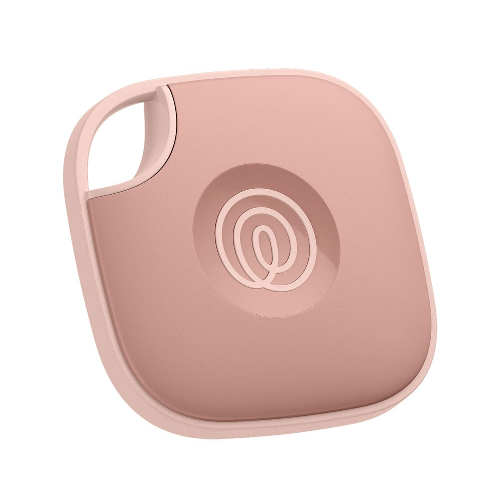 Life360 Tile front view in blush showing compact design and quick identification benefit