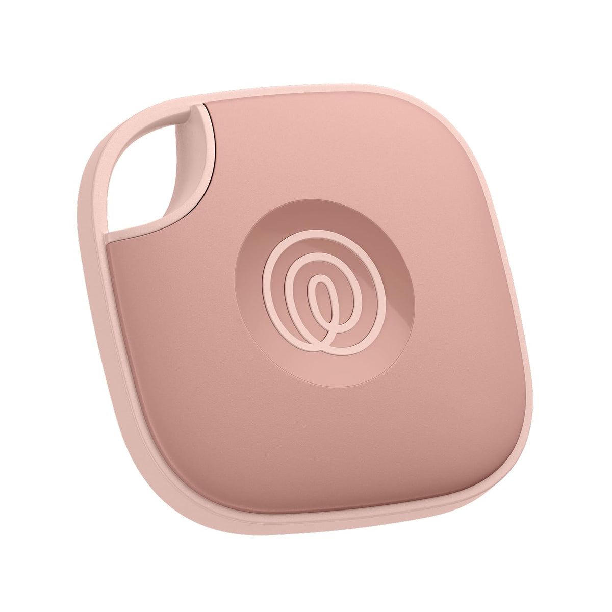 Life360 Tile front view in blush showing compact design and quick identification benefit