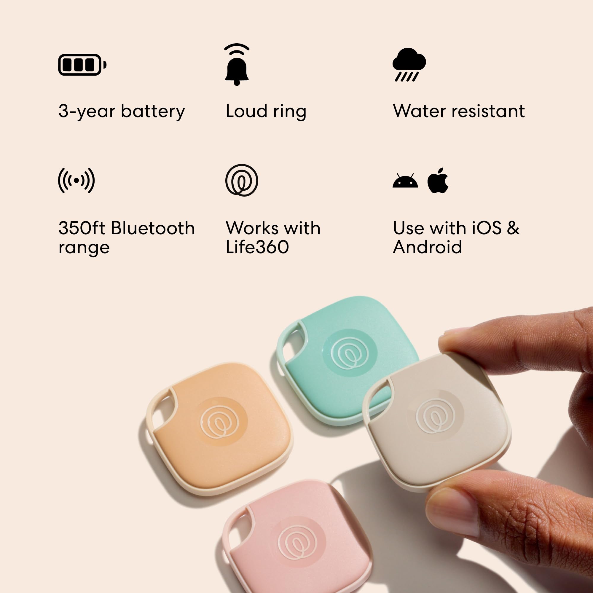 Life360 Tile clipped to a bag in daily use showing convenience and peace-of-mind benefit