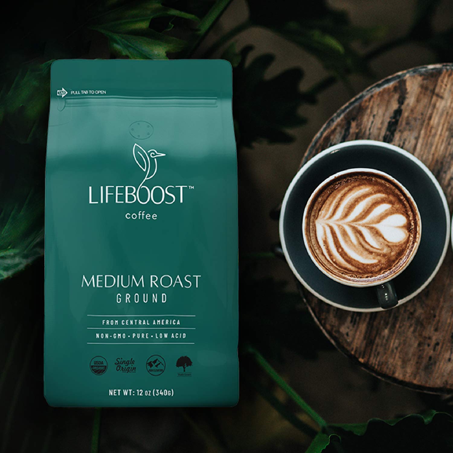lifeboost close-up of ground coffee texture highlighting rich medium roast aroma