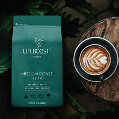 Lifeboost close-up of whole bean texture highlighting freshness benefit