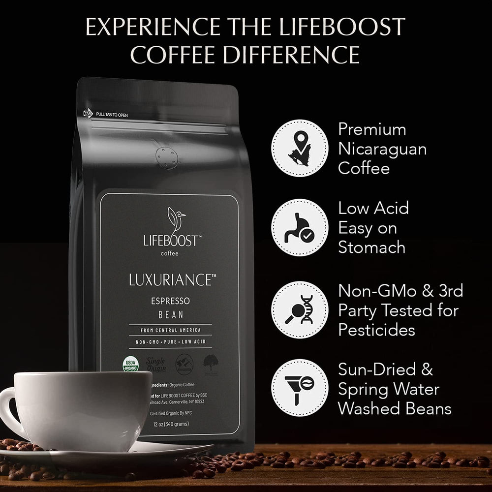 Lifeboost beans in a kitchen setting showing home barista enjoyment benefit